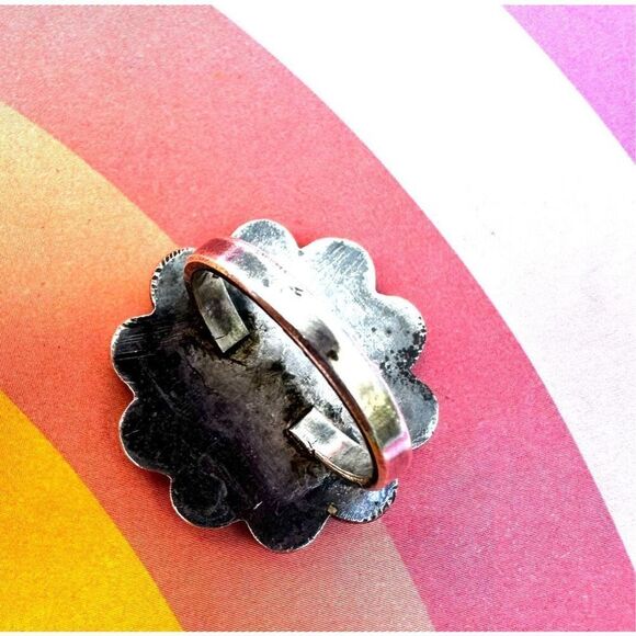 Native American Zuni Multi StoneTurquoise Sun Face  Flower Ring - Picture 2 of 7